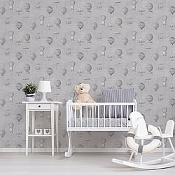 Galerie Wallcoverings Product Code G56201 - Steampunk Wallpaper Collection - Silver Grey Colours - Air Ships Design