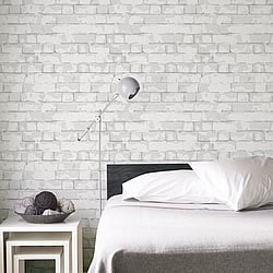 Galerie Wallcoverings Product Code G56212 - Nostalgie Wallpaper Collection - Silver Grey Colours - Brick Wall Design