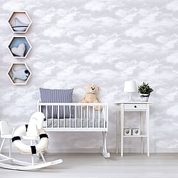 Galerie Wallcoverings Product Code G56532 - Just 4 Kids 2 Wallpaper Collection - Grey Colours - Clouds Design