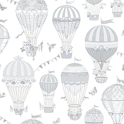 Galerie Wallcoverings Product Code G56542 - Just 4 Kids 2 Wallpaper Collection - Grey Beige White Colours - Balloon Journey Design