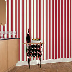 Galerie Wallcoverings Product Code G67525 - Just Kitchens Wallpaper Collection - Red Colours - Awning Stripe Design