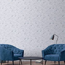 Galerie Wallcoverings Product Code G67711 - Special Fx Wallpaper Collection - Silver Grey Blue Colours - Glitter Chevrons Design