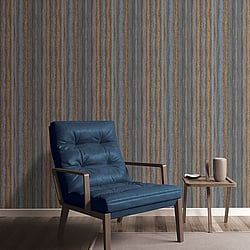 Galerie Wallcoverings Product Code G67803 - Ambiance Wallpaper Collection - Brown Navy Blue Colours - Nomed Stripe Design