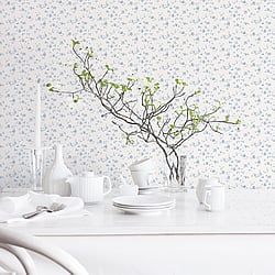 Galerie Wallcoverings Product Code G67887 - Miniatures 2 Wallpaper Collection - Blue White Colours - Small Rose Trail Design