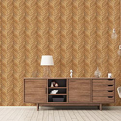 Galerie Wallcoverings Product Code G67998 - Organic Textures Wallpaper Collection - Warm Brown Yellow Colours - Chevron Wood Design