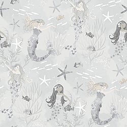 Galerie Wallcoverings Product Code G78389 - Tiny Tots 2 Wallpaper Collection - Grey Silver Glitter Colours - Mermaids Design