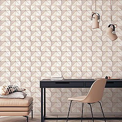 Galerie Wallcoverings Product Code GX37629 - Geometrix Wallpaper Collection - Cream Rose Gold Colours - Cubist Design
