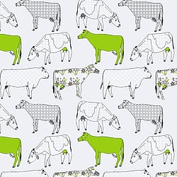 Galerie Wallcoverings Product Code KE29928 - Kitchen Style 3 Wallpaper Collection - Green Grey Black White Colours - Cow Motif Design