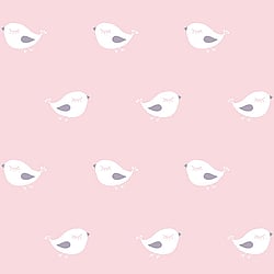 Galerie Wallcoverings Product Code ND21107 - Little Explorers Wallpaper Collection - Pink White Lilac Colours - Pink Sleepy Birdy Design