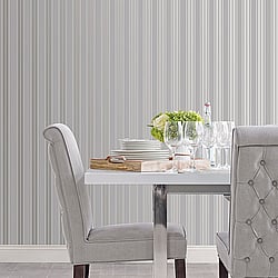 Galerie Wallcoverings Product Code SB37905 - Simply Silks 4 Wallpaper Collection - Metallic Silver Colours - Classic Stripe Design