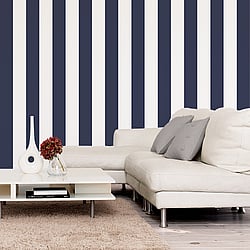 Galerie Wallcoverings Product Code SH34556 - Simply Stripes 3 Wallpaper Collection - Navy Colours - Wide Stripe Design