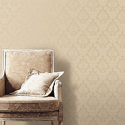 Galerie Wallcoverings Product Code SK34719 - Simply Silks 4 Wallpaper Collection - Dark Cream Colours - Feathered Damask Design